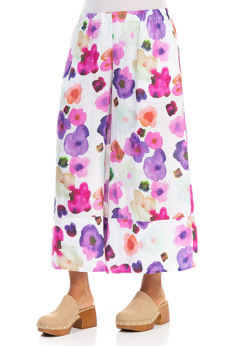 Wide Leg Cuffs Blossom Linen Culottes 3