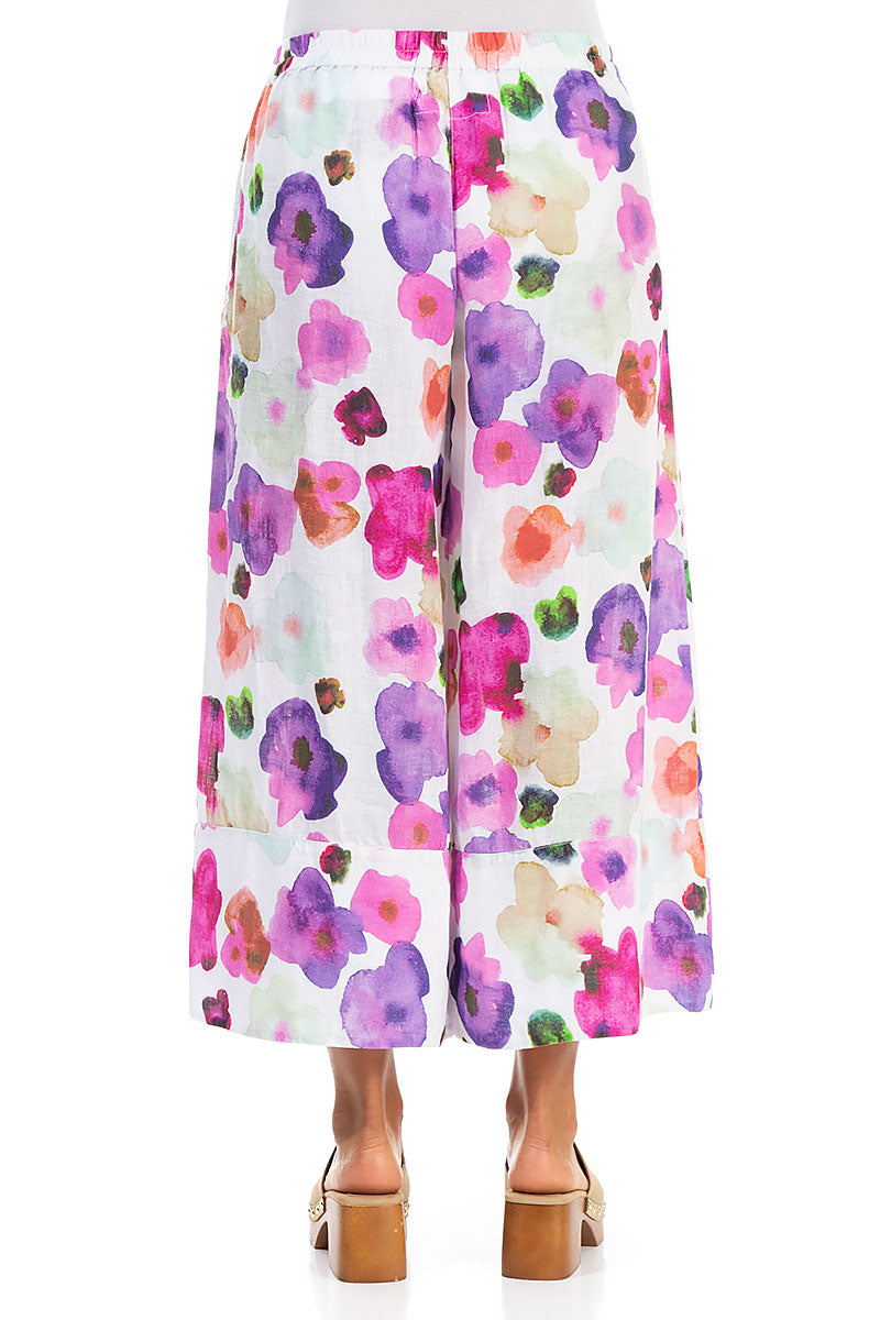 Wide Leg Cuffs Blossom Linen Culottes 2