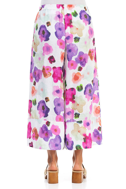 Wide Leg Cuffs Blossom Linen Culottes 2