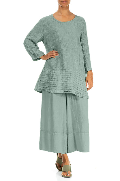 Wide Leg Cuffs Sage Linen Culottes 4