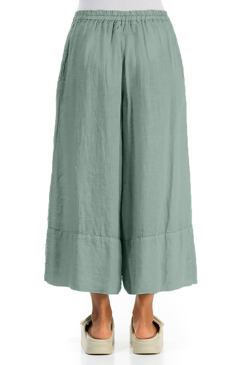 Wide Leg Cuffs Sage Linen Culottes 2