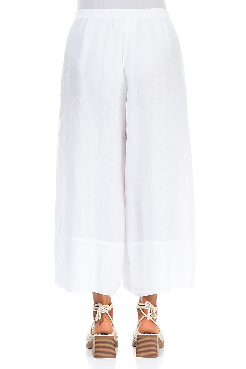 Wide Leg Cuffs White Linen Culottes 2