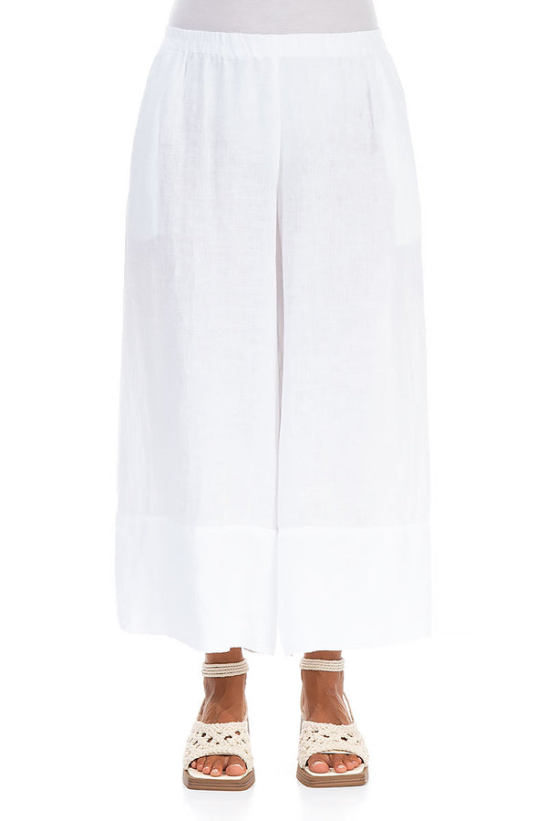 Wide Leg Cuffs White Linen Culottes 1