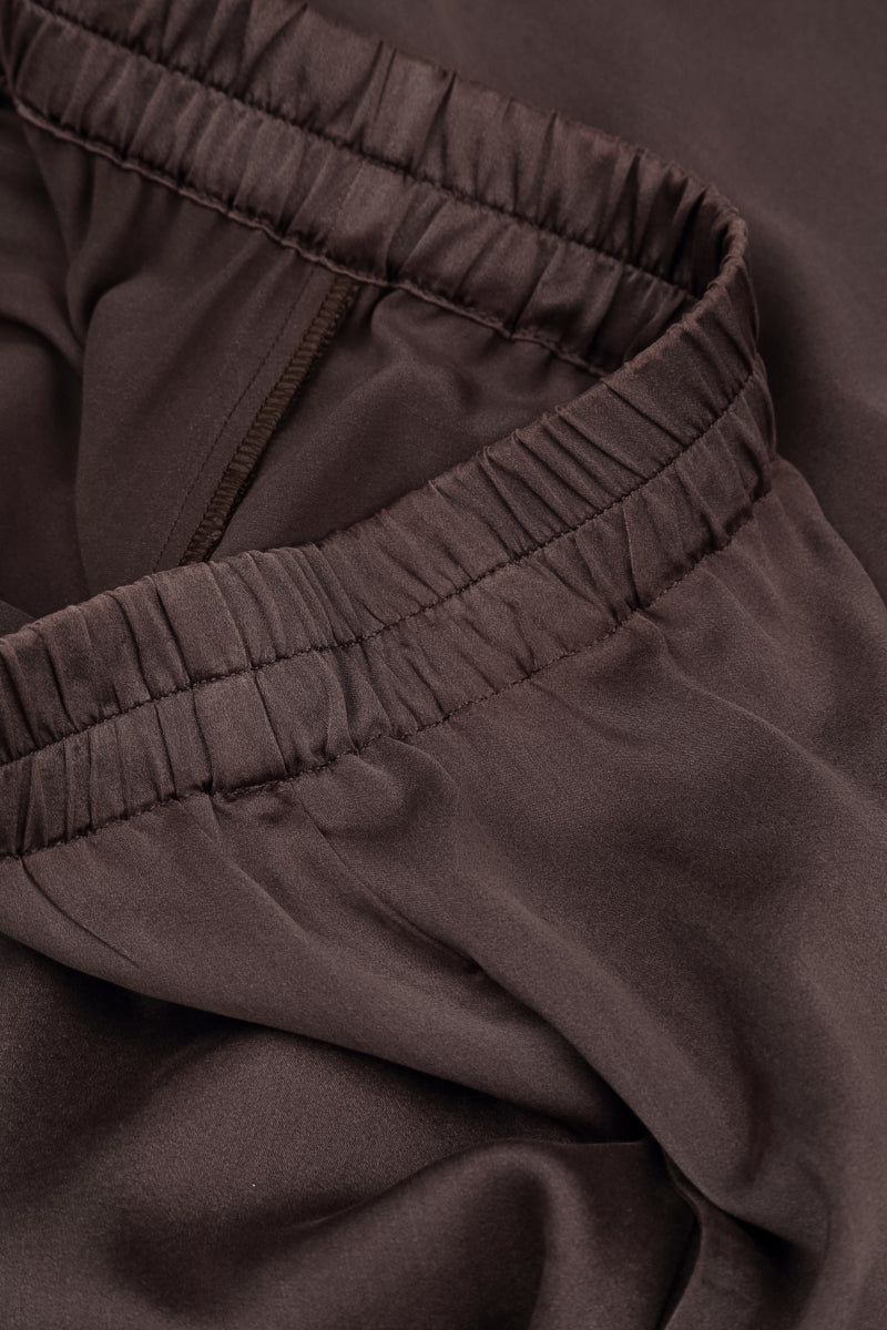 Wide Leg Truffle Brown Silk Trousers 5