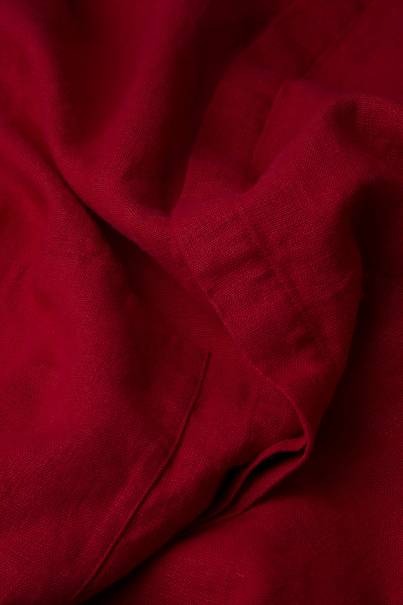 Chemise ample en lin rouge