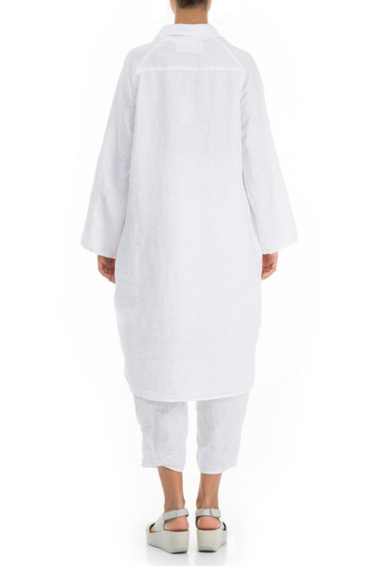 Wide Loose White Linen Shirt 2