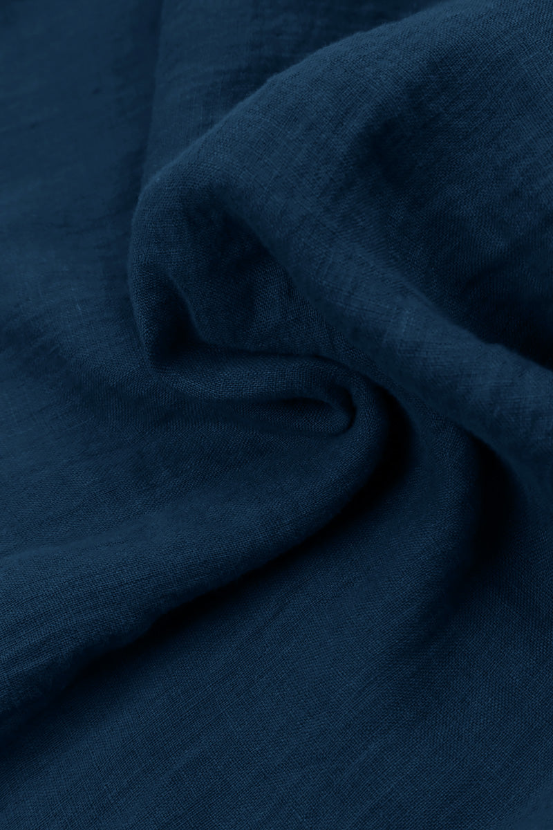 Wide Navy Gauze Linen Trousers 6