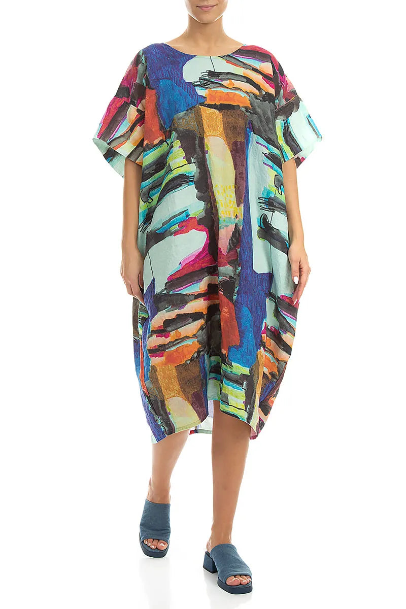 Abstract Easy Linen Dress 4