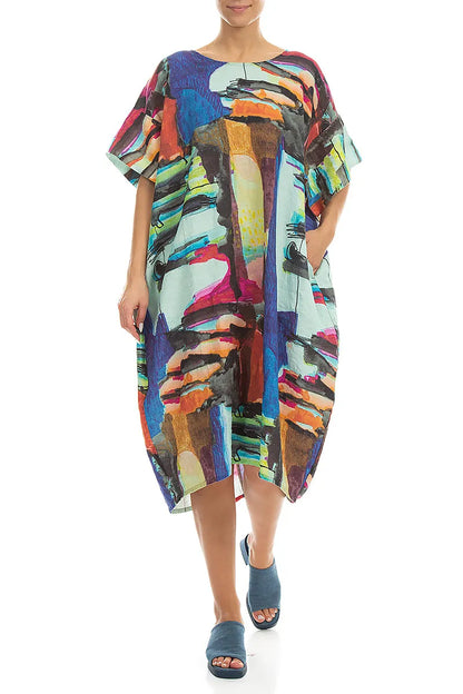 Abstract Easy Linen Dress 3
