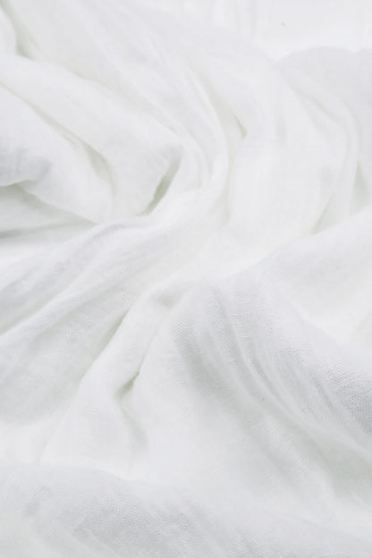 Wide White Gauze Linen Trousers 5