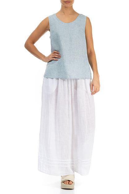 Wide White Gauze Linen Trousers 4