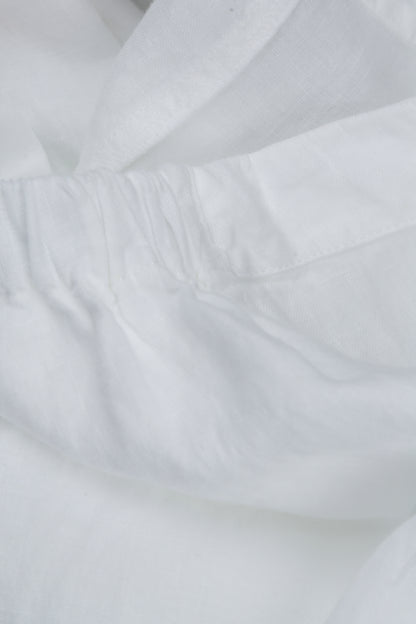 Wide White Linen Trousers 4