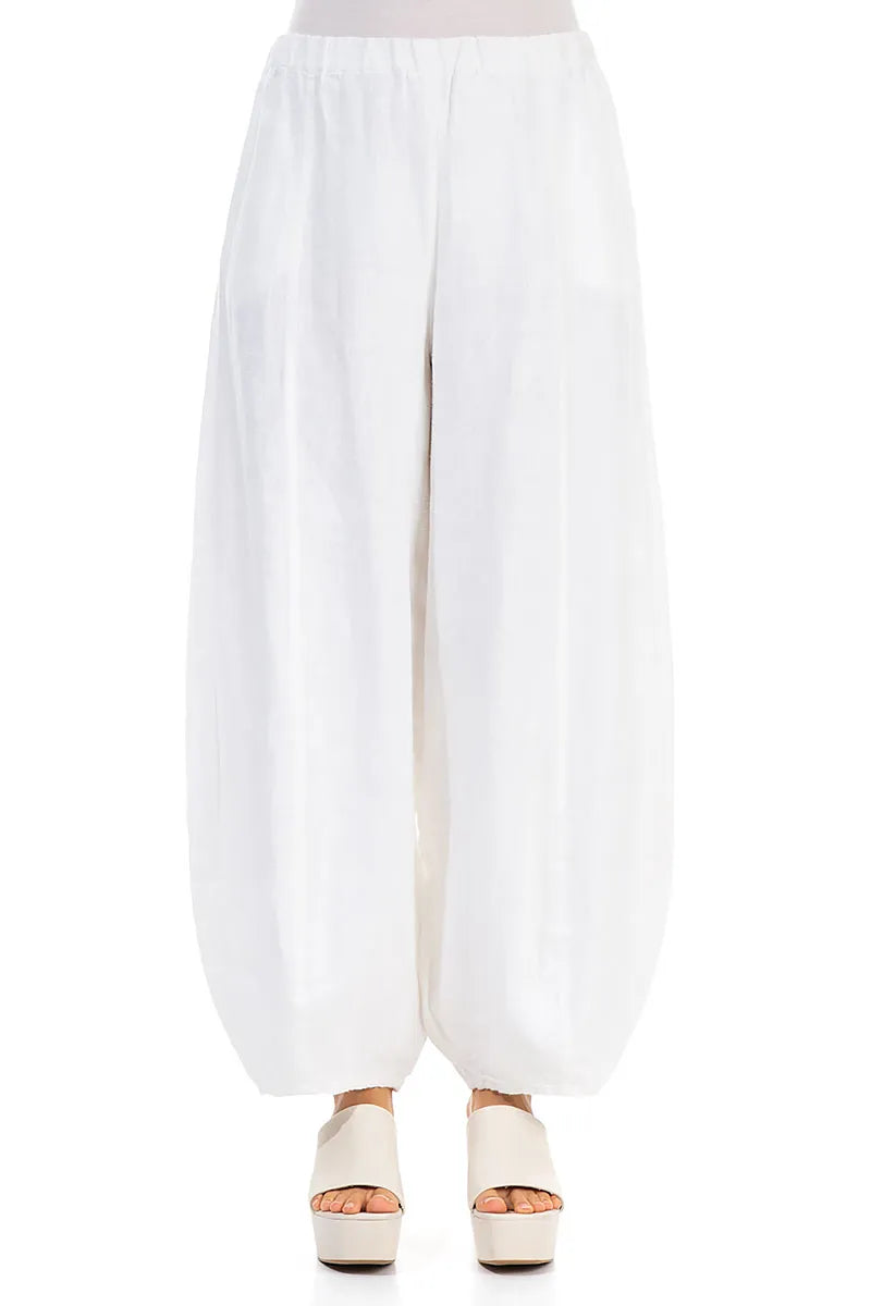 Wide White Linen Trousers 1