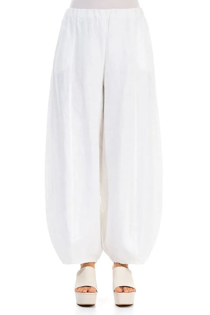 Wide White Linen Trousers 1