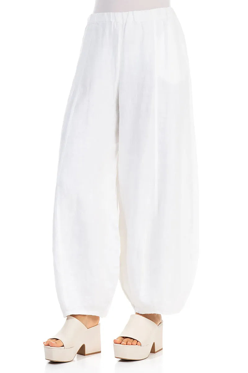 Wide White Linen Trousers 3