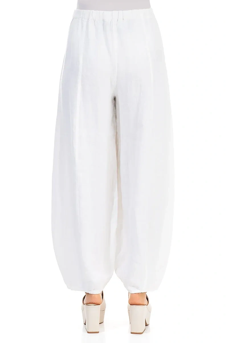Wide White Linen Trousers 2