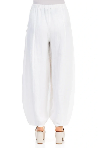 Wide White Linen Trousers 2