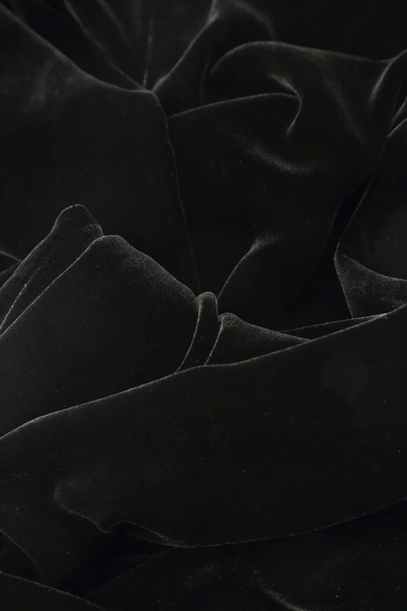 Ruffled Hemline Black Silk Velvet Skirt 5