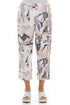 Cropped Pastel Art Linen Trousers 1