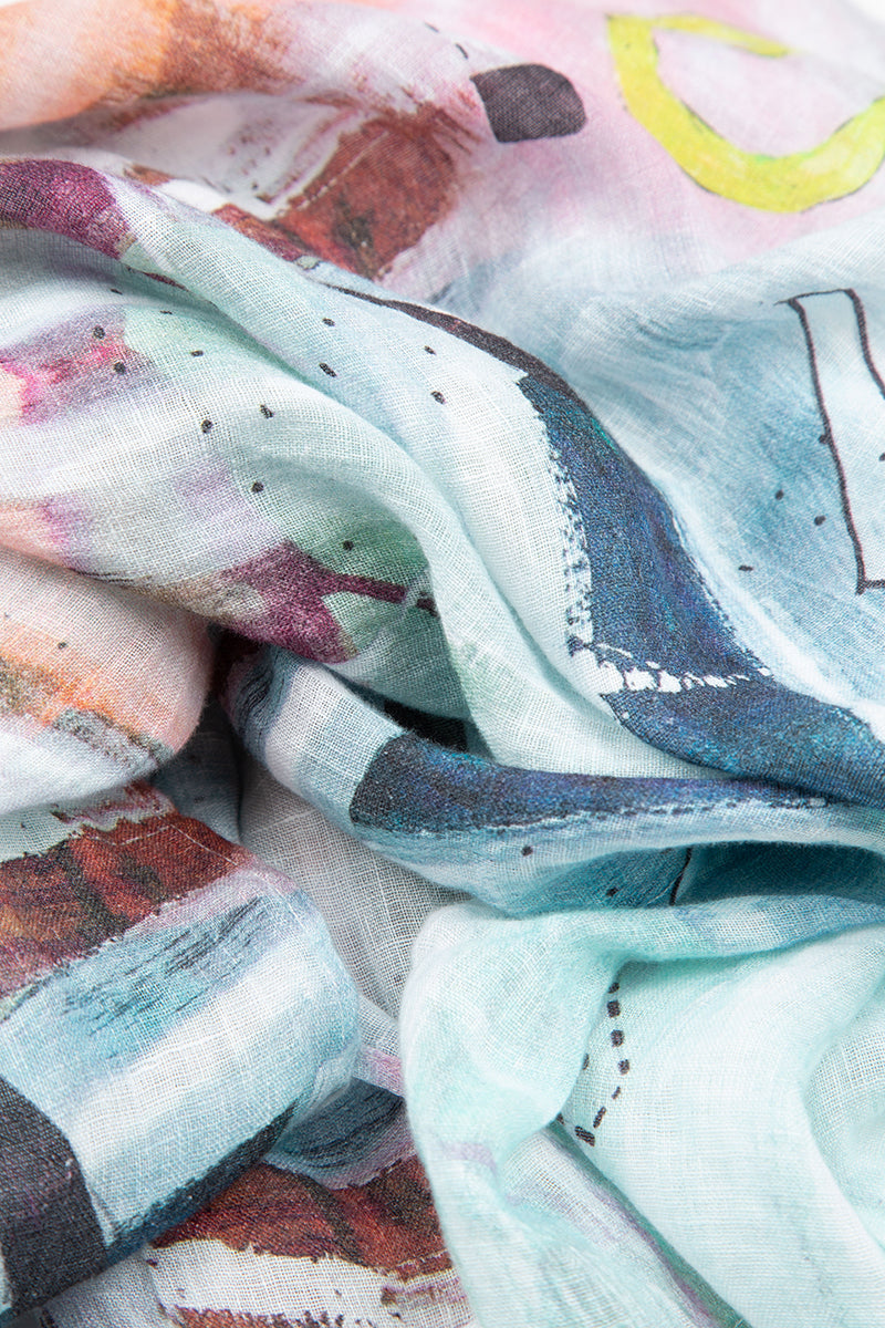 Loose Graffiti Gauze Linen Shirt 5