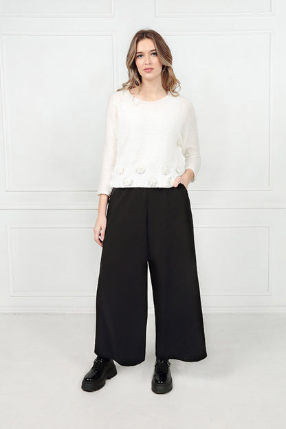 Flowers White Wool Sweater 6
