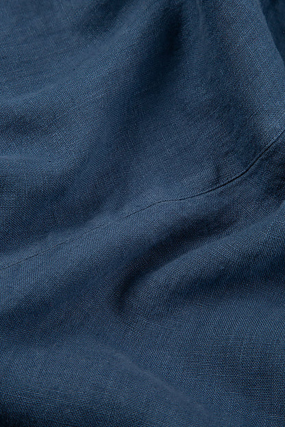 Hooded Back Pocket Denim Blue Linen Jacket 5