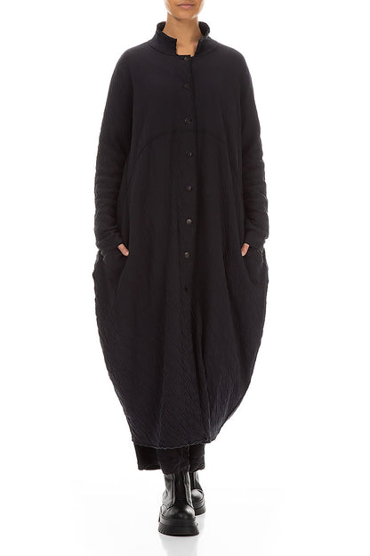 Long Balloon Grey Wavy Cotton Coat 3