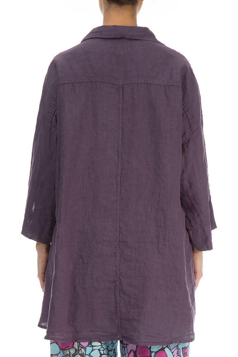 Loose Amethyst Linen Shirt 2