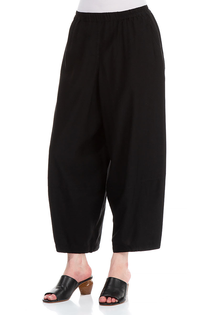 Loose Black Silk Bamboo Trousers 3