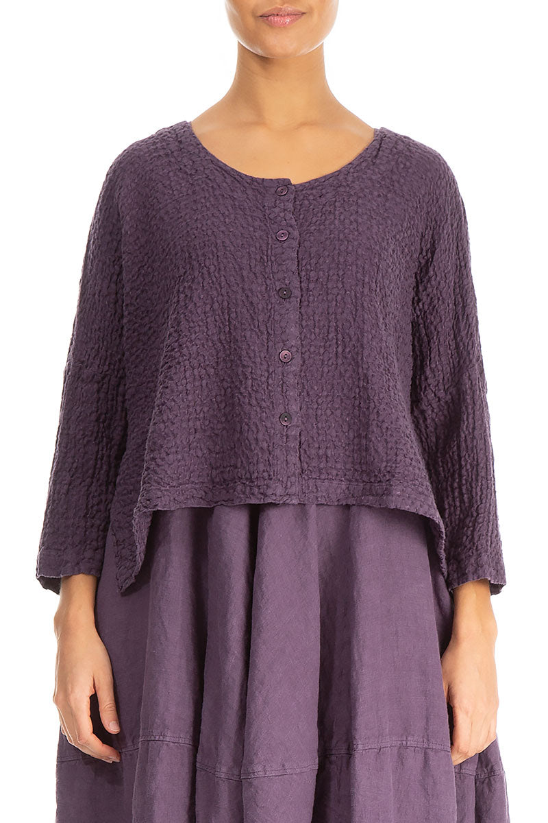Loose Amethyst Textured Linen Jacket 1