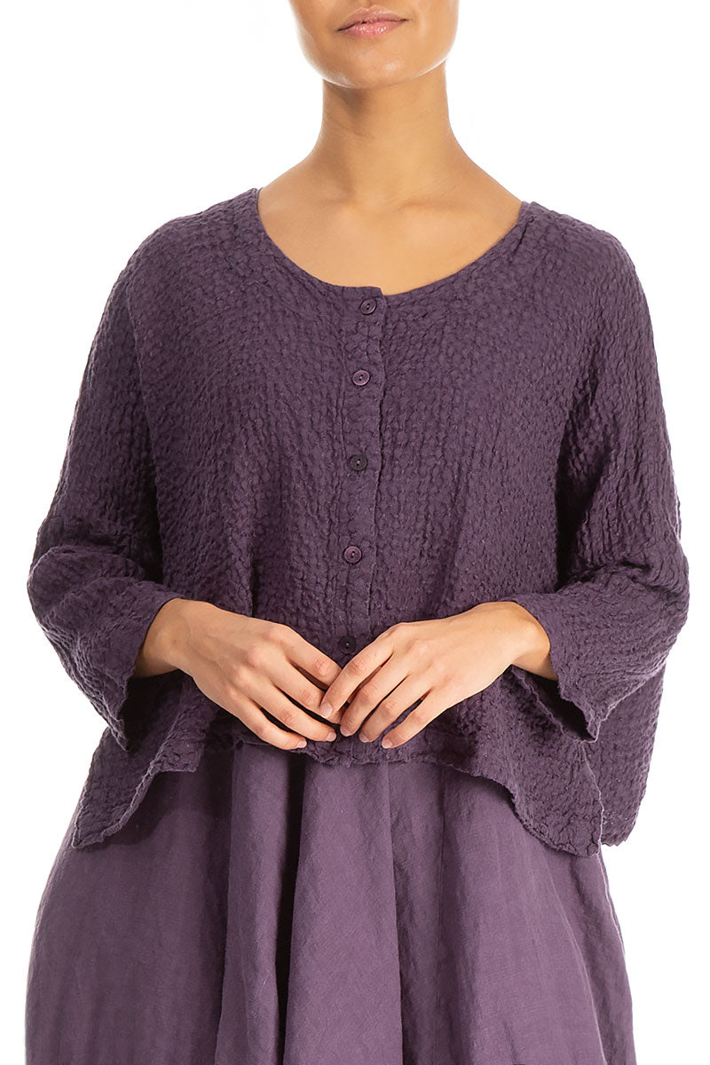 Loose Amethyst Textured Linen Jacket 3