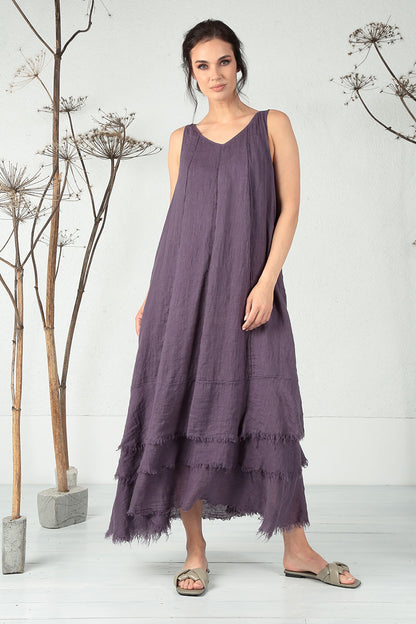 Maxi Amethyst Gauze Linen Dress 7