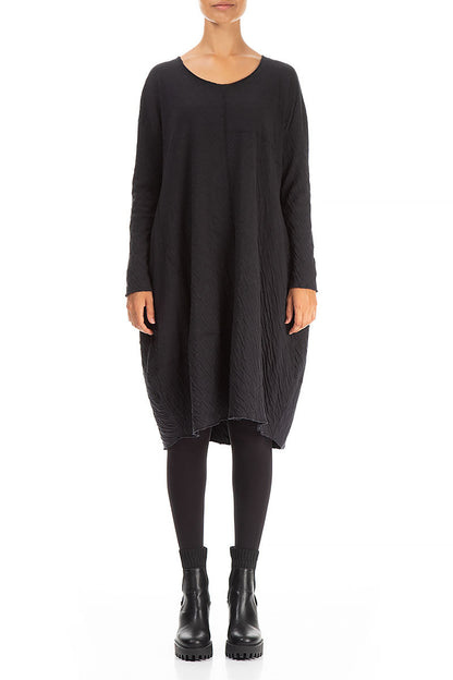 Balloon Grey Wavy Cotton Midi Dress 1