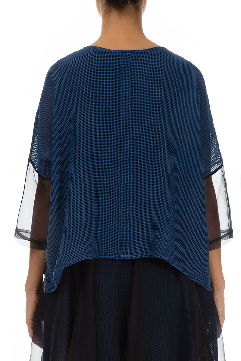 Boxy Cobalt Blue Silk Mesh Jacket 2