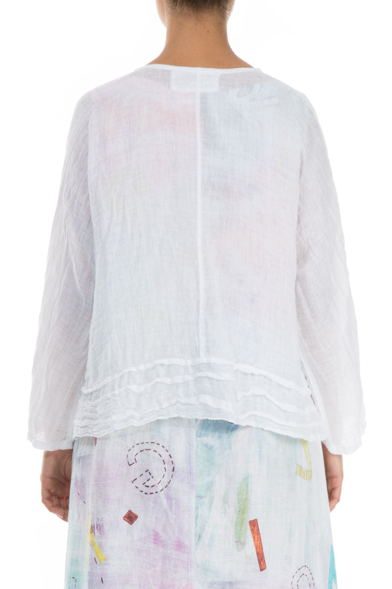 Open White Gauze Linen Jacket 2