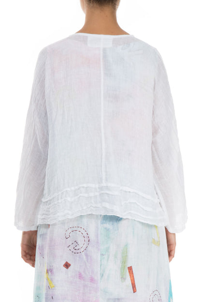Open White Gauze Linen Jacket 2