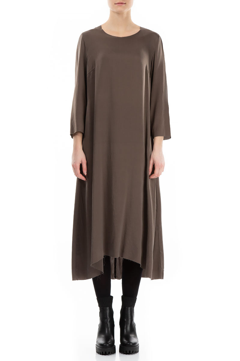 Raw Trims Ash Brown Silk Dress 2