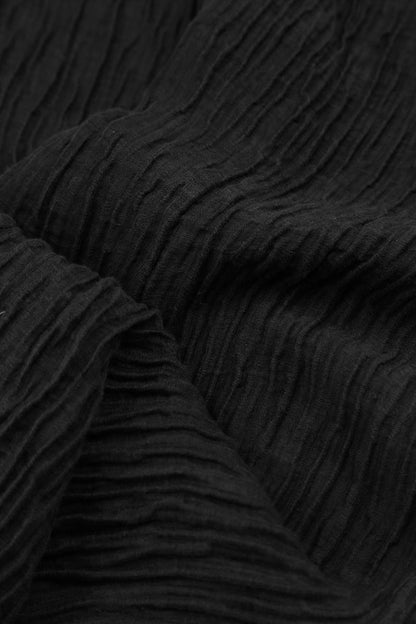 Straight Crinkled Black Silk Trousers 5
