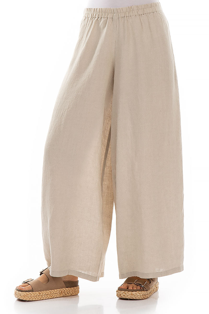 Wide Natural Linen Trousers 3