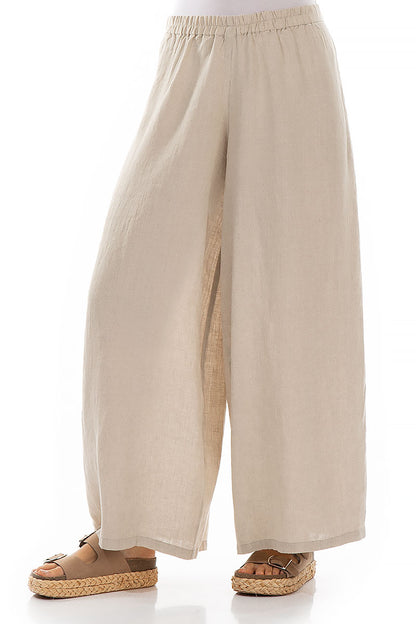 Wide Natural Linen Trousers 3
