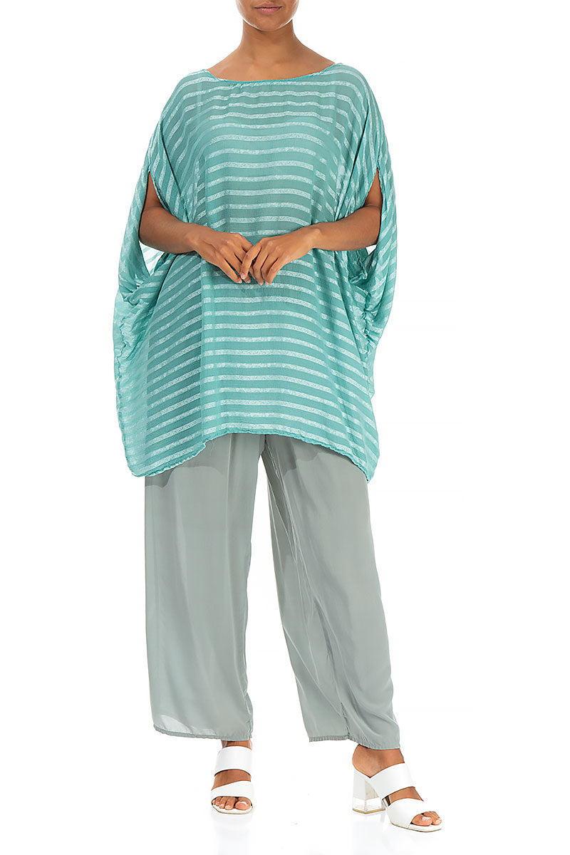 Wide Pistachio Silk Trousers 4