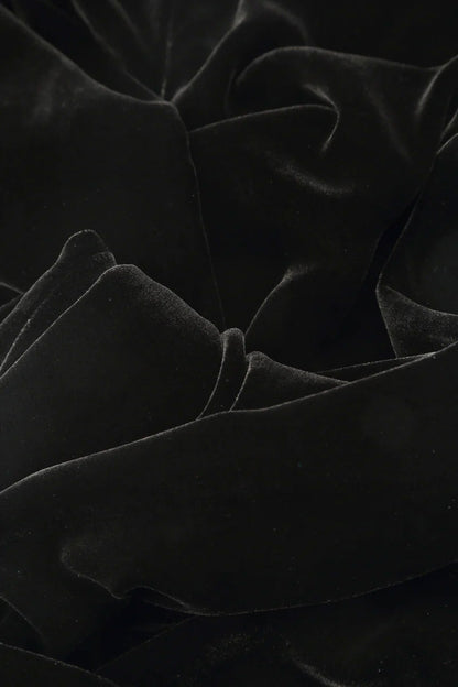 Wide Straight Black Silk Velvet Trousers 4