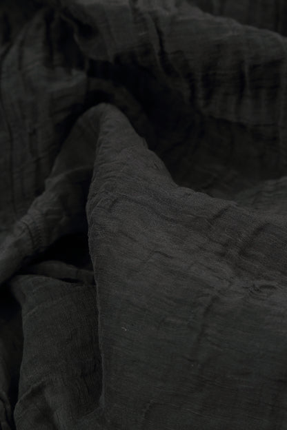 Balloon Crinkled Black Silk Linen Jacket 6